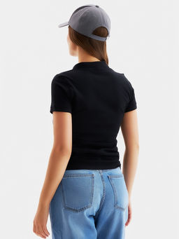 Футболка поло женская MINAKU: Basic line, чёрная, размер 50