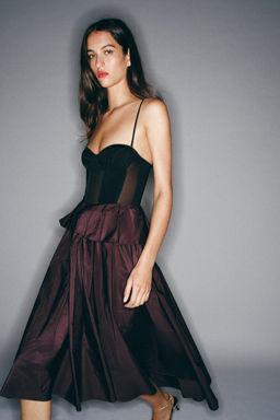 FALDA MIDI VOLUMEN / Burgundy - Zara фото 2