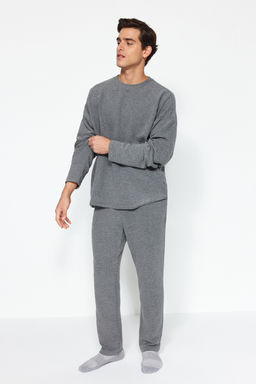 TRENDYOL MAN Antrasit Regular Fit Ottoman Orme Pijama talk?m? TMNAW24PT00053