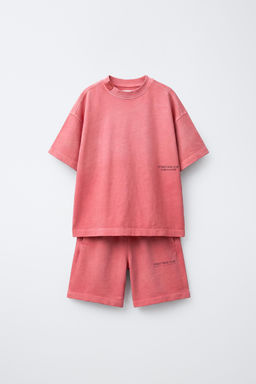 T-SHIRT AND BERMUDA SHORTS SET WITH SLOGAN - Zara фото 14