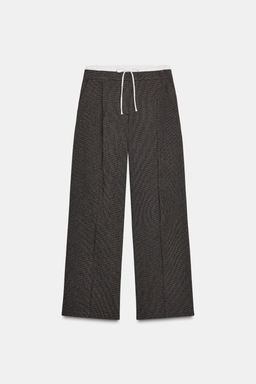 HOUNDSTOOTH WIDE-LEG TROUSERS WITH DOUBLE WAISTBAND - Zara фото 9