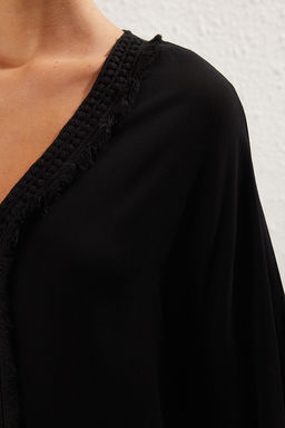 TRENDYOLMILLA Siyah Maxi Dokuma Plaj Elbisesi TBESS25EL00013  фото 13