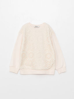 Bisiklet Yaka Dantel Detayl? Uzun Kollu K?z ?ocuk Sweatshirt