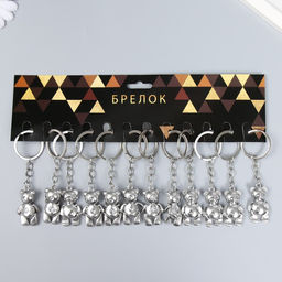 Цена за 12 шт. Брелок металл "Мишка" серебро, лапы двигаются 2,3х1х4 см