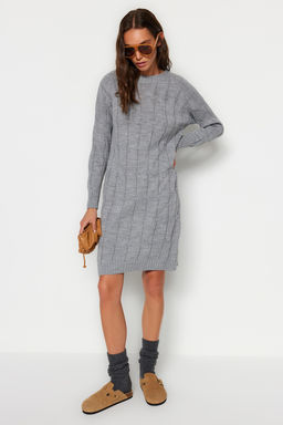 TRENDYOLMILLA Vizon Mini Triko Bisiklet Yaka Elbise TWOAW22EL0027