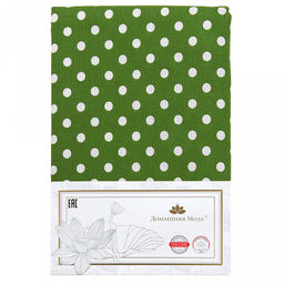 Скатерть 200х145см "Горох зеленый", длина стола до 160см, на 6-8 персон, хлопок "Оптима" 171г/м2, упаковка классическая 28х41см, "Домашняя мода" (Россия)