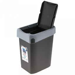 Ведро для мусора с плавающей крышкой пластмассовое SMART BIN 10л, с креплением для мусорных пакетов, серый Econova(Россия) - Домашняя мода фото 2