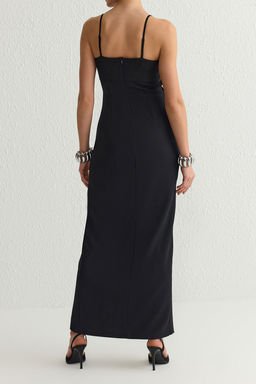 TRENDYOLMILLA Siyah Cut Out/Pencere Detayl? Dokuma Uzun S?k Abiye Elbise TPRSS25AE00023  фото 5