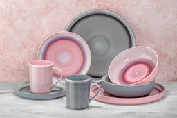 Тарелка 18,5*18,5*2,3 см Серый меланж с бортиком, NEW BONE CHINA - Elan gallery фото 5