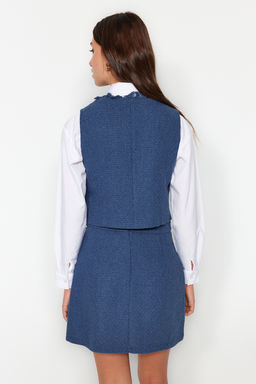 TRENDYOLMILLA Indigo Dugmeli Tuvit Dokuma Yelek TWOAW24YE00062  фото 6