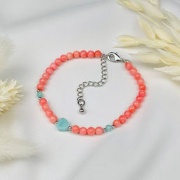 Браслет из Коралла,Амазонита и Кварца тон. 17 см +