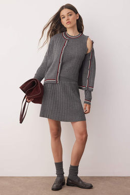 Antrasit Yumusak Dokulu H?rka-Bluz-Etek Triko Tak?m TWOAW26AU00015