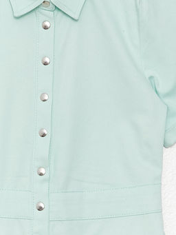 G?mlek Yaka Basic K?sa Kollu K?z ?ocuk Tulum - Waikiki фото 3