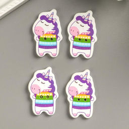 Набор пуговиц для творчества дерево Единорожка в свитере набор 15 шт 3,4х2,1 см - Арт узор фото 3