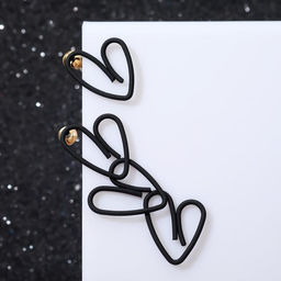 Серьги металл Сердечки асимметрия, цвет чёрный