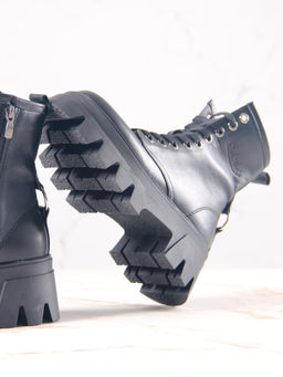 Ботинки 329.зиплайнbl.Черный/шерсть