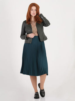 Плиссированная юбка женская больших размеров офисная - Almond фото 31