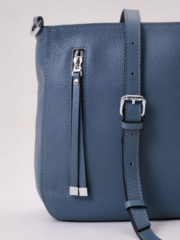 Сумка кожаная кросс-боди Deboro 3410 серый свет