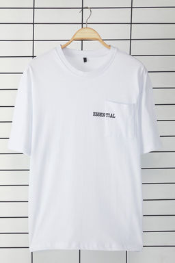 TRENDYOL MAN Beyaz Oversize/Genis Kesim %100 Pamuklu Cepli Nak?sl? T-Shirt TMNSS25TS00120 - Trendyolmilla фото 2