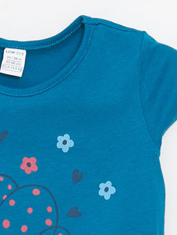 Bisiklet Yaka K?sa Kollu Bask?l? K?z Bebek Ti??rt - Waikiki фото 2