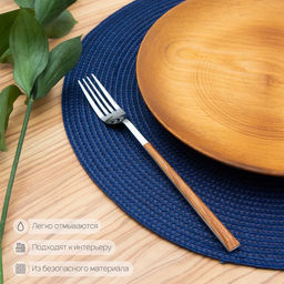 Цена за 12 шт. Салфетка сервировочная на стол Лофт, d=38 см, цвет синий - Simaland фото 4