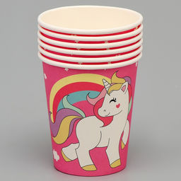 Цена за 4 шт. Стакан бумажный «Единорог и звёзды», набор 6 шт., 220 мл, розовый