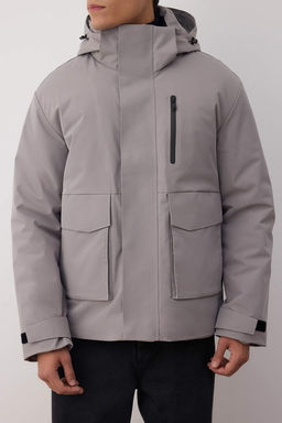 Gri Fitted K?sl?k Kal?n Parka Erkek Mont TMNAW26MO00007 - Trendyolmilla фото 3