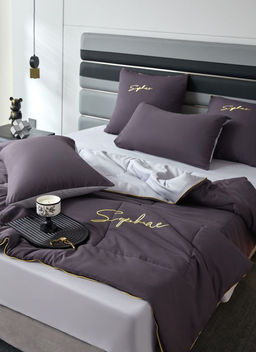 Одеяло Mency средней плотности однотонное с простыней на резинке и наволочками ODMENOR06