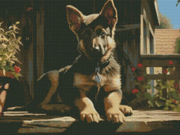 Вышивка крестиком 40х50см, Щенок овчарки