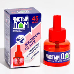 Дополнительный флакон-жидкость от мух и комаров Чистый дом, без запаха, 45 дней