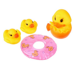 Резиновые игрушки для ванны Крошка Я «Утята с кругом», 8 см, с пищалкой, в наборе 4 шт., МИКС
