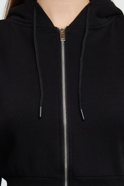 Siyah Crop Oversize Orme Sweatshirt TWOAW25SW00302