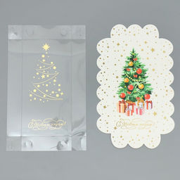 Цена за 5 шт. Коробка для кондитерских изделий с пластиковой крышкой «С Новым годом!», 10.5×21×3 см