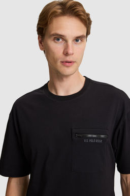 Erkek Siyah Comfort Fit Bisiklet Yaka Ti__rt