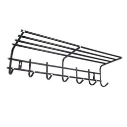 Вешалка для одежды 7 крючков с полкой метал. (черный)