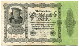 Банкнота 50000 марок 1922 года Германия