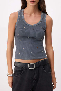 Antrasit Fitted/Vucuda Oturan Kus Gozu Detayl? Fitilli Esnek Orme Atlet TWOSS26AL00061 - Trendyolmilla фото 3