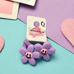 Цена за 6 шт. Резинки для волос «Крошка», набор 2 шт., цветочек, 3 см, сиреневые