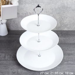 Ваза для фруктов 3-х ярусная Евро Дэй белая / FLMLQP75/85/105 (WHITE) /уп 12/