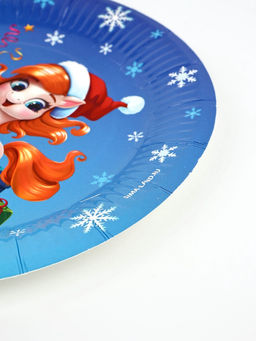 Цена за 10 шт. Тарелка одноразовая новогодняя «Лошадка в шапке», 18 см