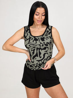 336 ПИЖАМА ЖЕНСКАЯ (шорты) (Разводы хаки)