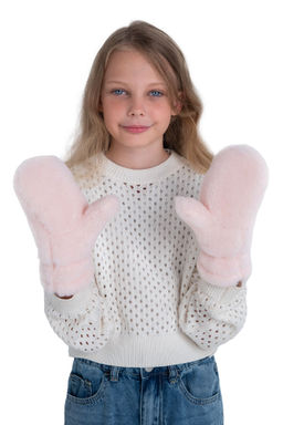 Варежки детские меховые ваниль - Woollamb фото 18