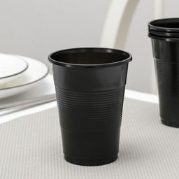 Цена за 100 шт. Стакан одноразовый пластиковый Мопс, 200 мл, цвет чёрный