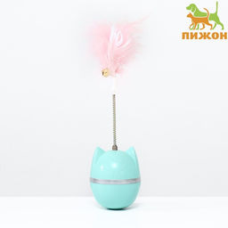 Игрушка-неваляшка Перьевой взрыв для кошек, 20 см, голубая