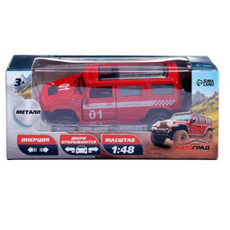 Машинка металлическая «Пожарная служба», 1:48, инерция, открываются двери, цвет красный