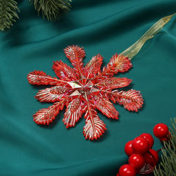 Цена за 2 шт. Ёлочная игрушка Зимнее волшебство. Снежинка ажурная, 1111 см, красный перелив  фото 6
