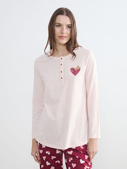 Kalp Bask?l? Hamile Pijama Tak?m