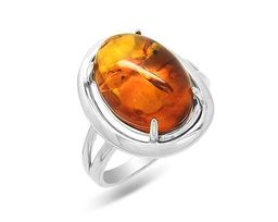 Кольцо из серебра янтарь, КП20