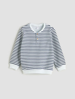 Bisiklet Yaka ?izgili Erkek ?ocuk Sweatshirt