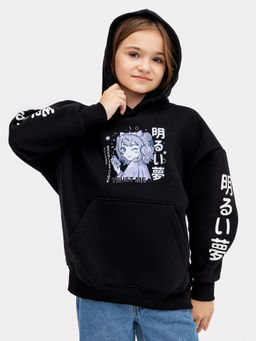 Худи для девочек черное с печатью - Mark formelle фото 3